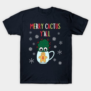 Merry Cactus Y'all - Small Cactus With Red Spikes In Christmas Mug T-Shirt